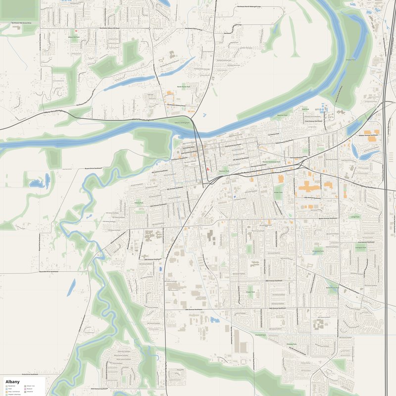 Albany Map PDF — Printable Street Map Poster with House Numbers