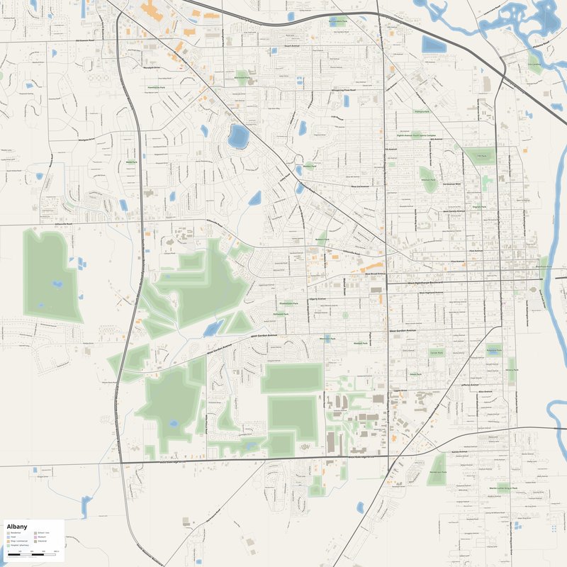 Albany Map PDF — Printable Street Map Poster with House Numbers