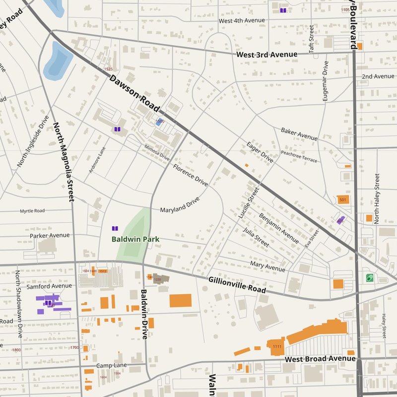 Albany map with house numbers, hospitals, police and fire stations — printable PDF, United States