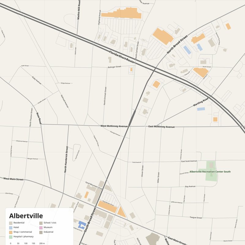 Albertville Map PDF — Printable Street Map Poster with House Numbers