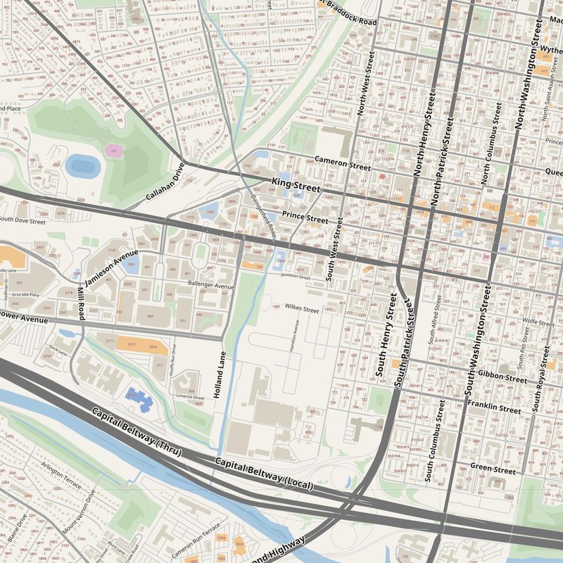 Alexandria street map with house numbers — printable address map PDF, United States