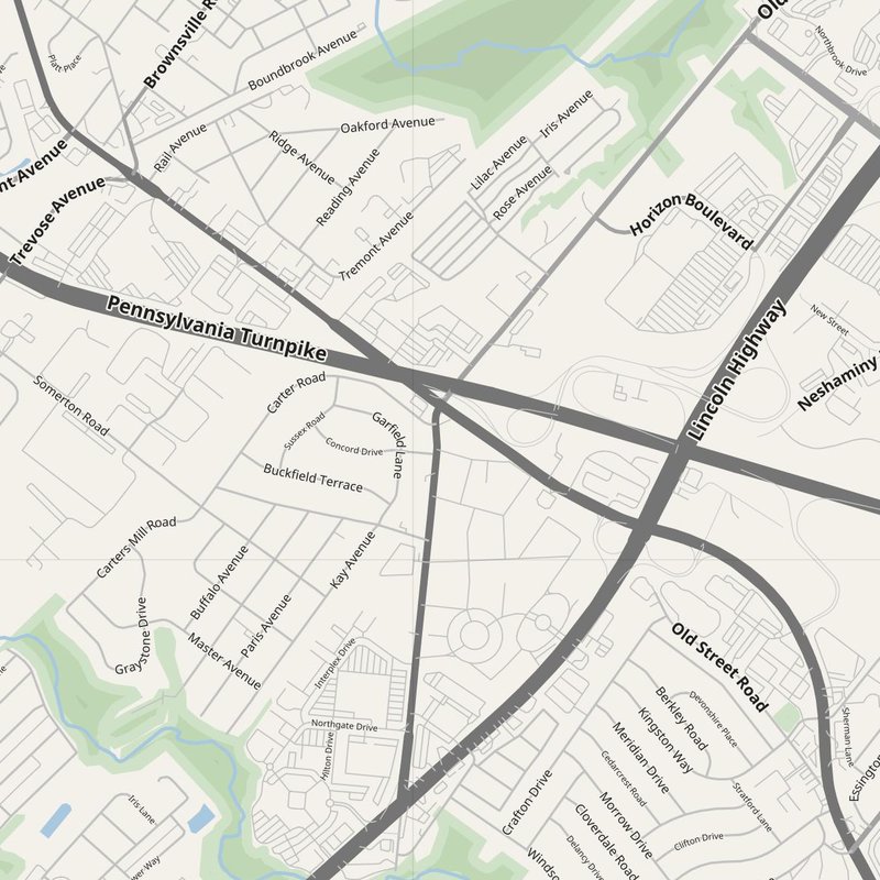Bensalem street map with house numbers — printable address map PDF, United States