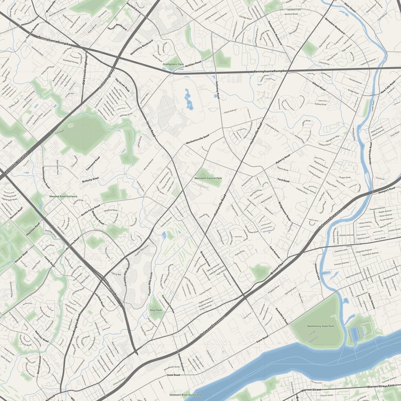 Bensalem Map PDF — Printable Street Map Poster with House Numbers
