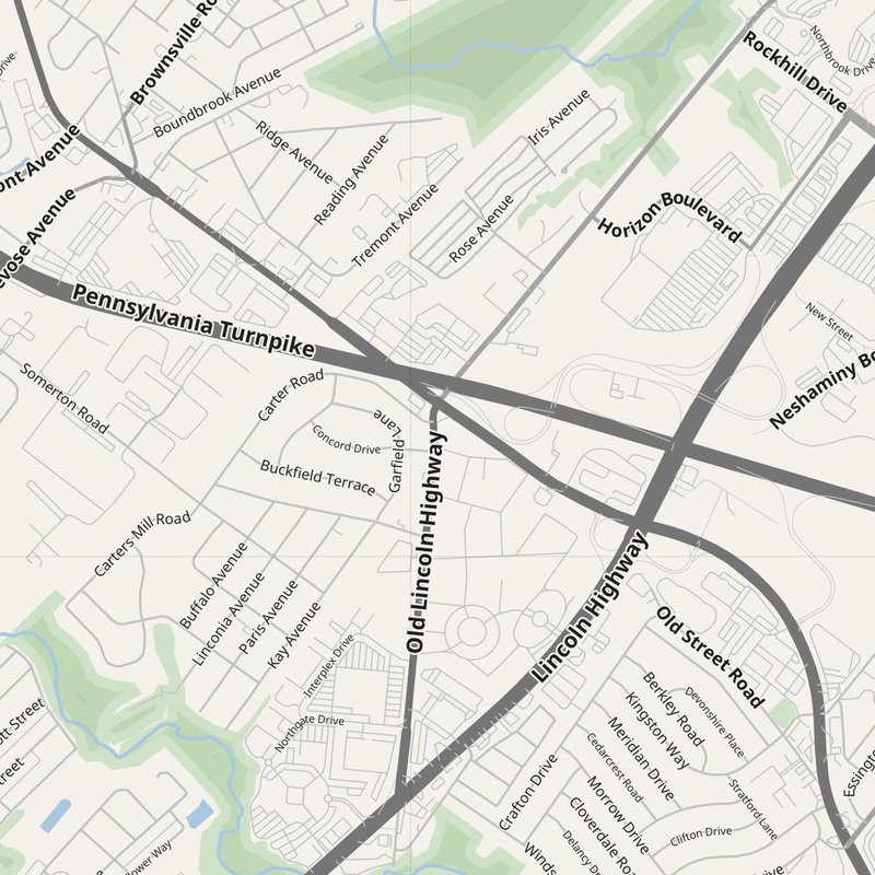 Bensalem map with house numbers, hospitals, police and fire stations — printable PDF, United States