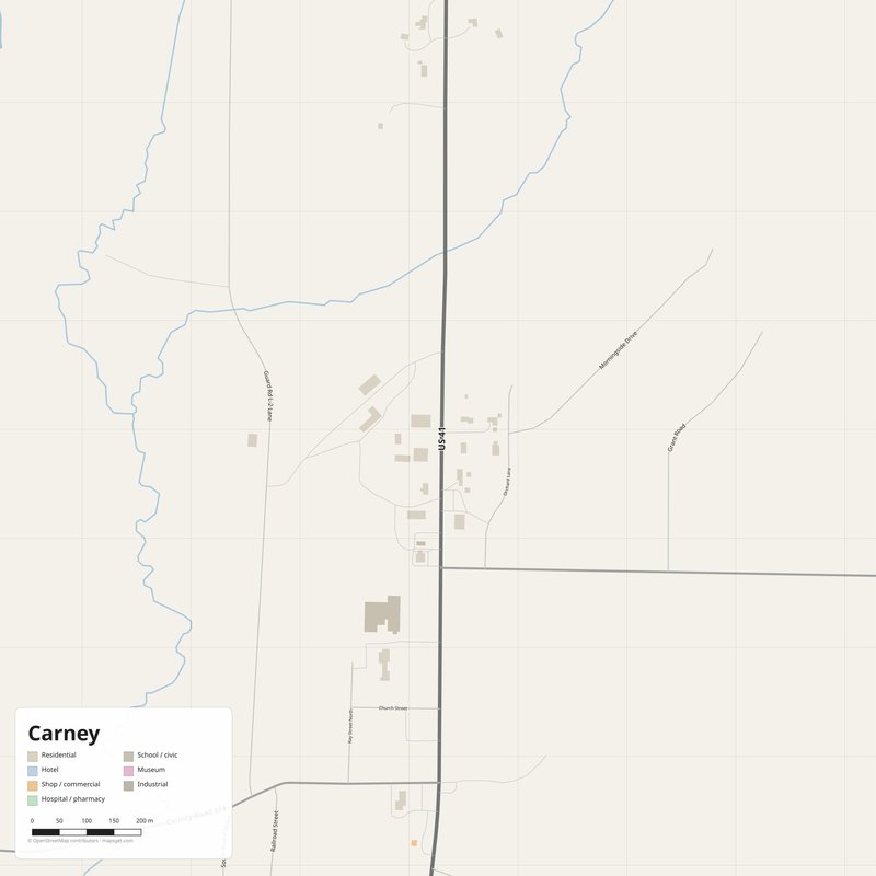 Carney Map PDF — Printable Street Map Poster with House Numbers