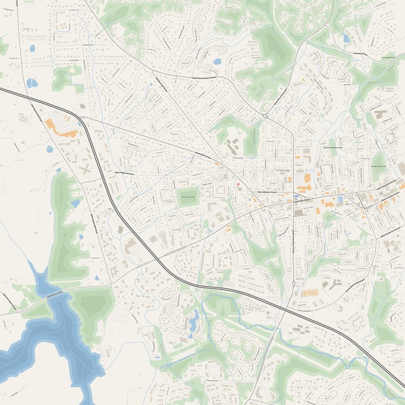 Carrboro Map PDF — Printable Street Map Poster with House Numbers