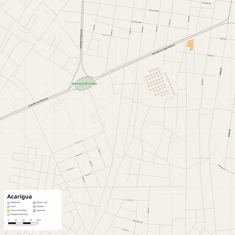 Acarigua Map PDF — Printable Street Map Poster with House Numbers