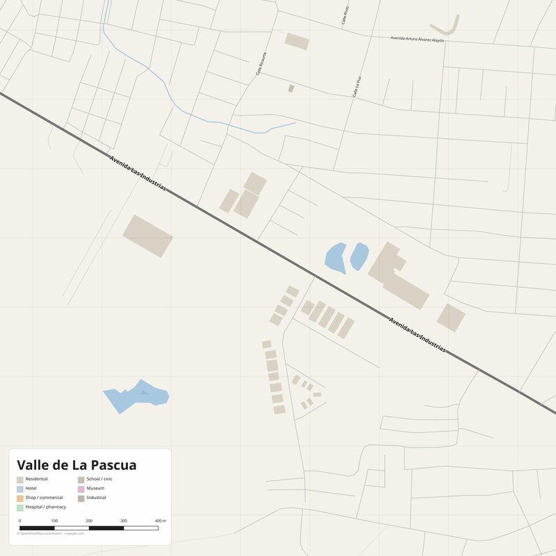 Druckbarer Stadtplan von Valle de La Pascua als Poster, Venezuela