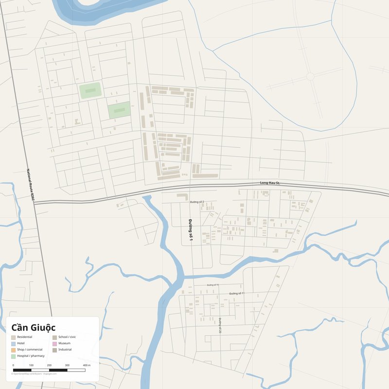 Cần Giuộc Map PDF — Printable Street Map Poster with House Numbers