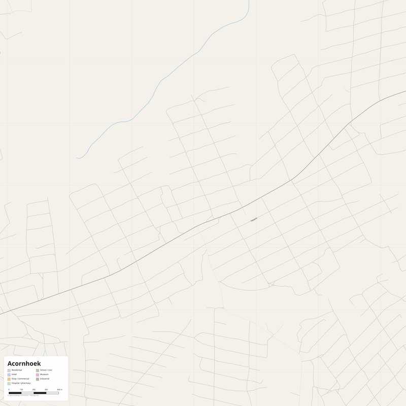 Acornhoek Map PDF — Printable Street Map Poster with House Numbers
