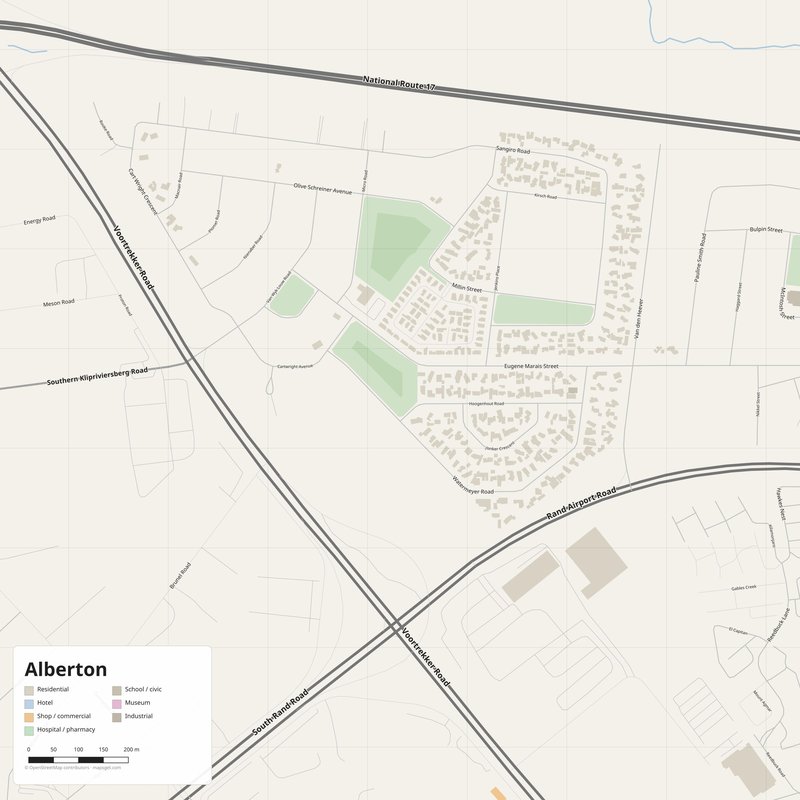 Alberton Map PDF — Printable Street Map Poster with House Numbers